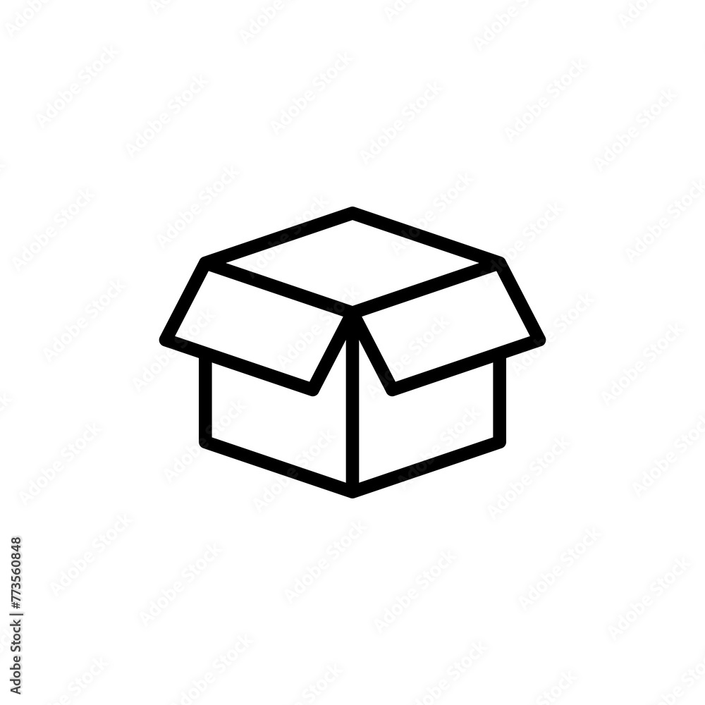Box icon vector isolated on white background. Cardboard box, packaging open. Box vector icon Box icon vector isolated on white background. Cardboard box, packaging open. Box vector icon