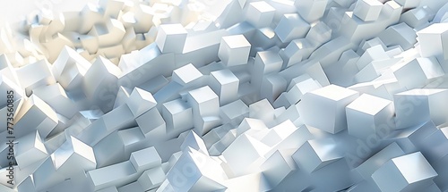 3D render of an abstract landscape of glossy extruding cubes