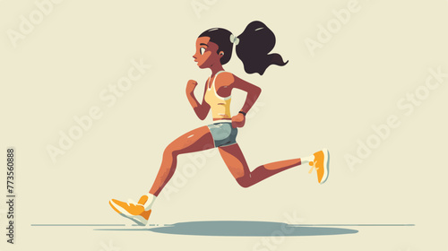 Running Black Woman Cartoon Vector Illustration