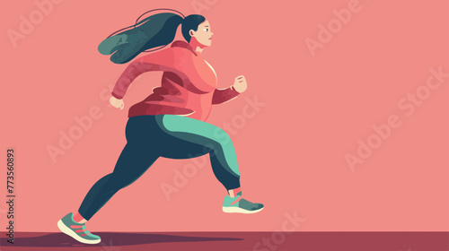 Running Black Woman Cartoon Vector Illustration Plus Size