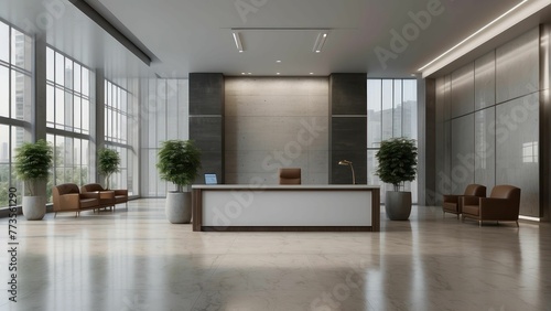 Spacious modern lobby with minimalist decor © sitifatimah