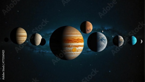 Planetary lineup in vast space
