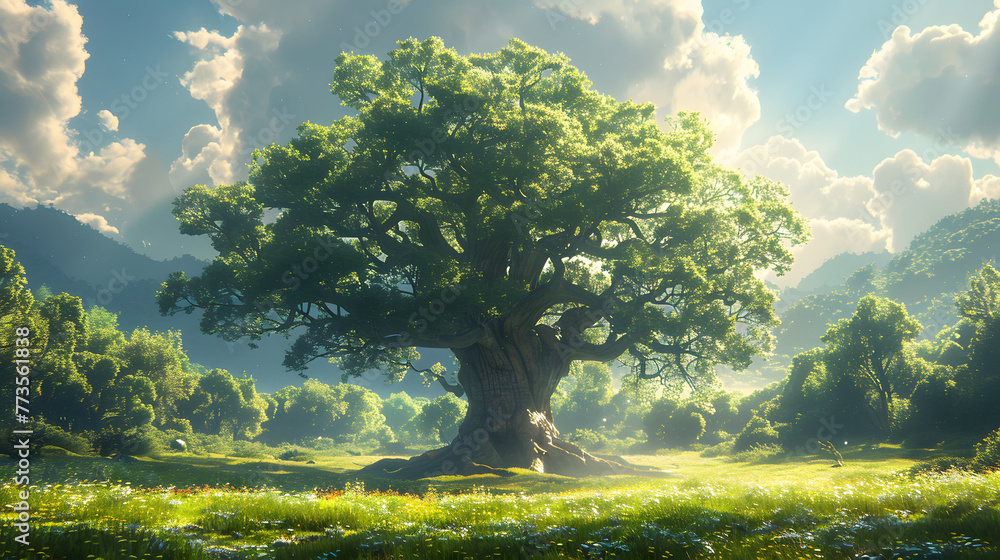 Tranquil Meadow with Ancient Oak Tranquil Meadow with Ancient Oak