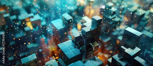 3d rendering, creative cubes with sense of science and technology, computer digital image