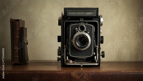 Professional vintage camera on a plain background © sitifatimah