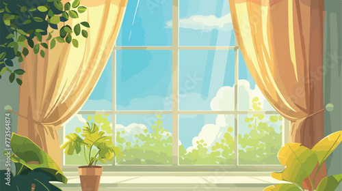 A view outside of window illustration flat cartoon