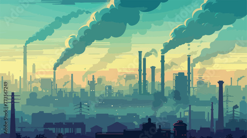 Air pollution from factories on Earth illustration photo