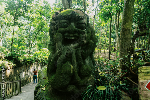 Statue in the Monkey Forest  Ubud  Bali  Indonesia.