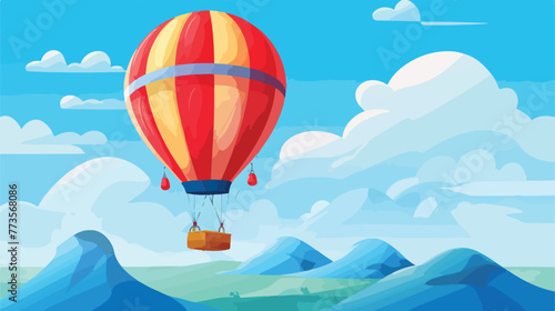 Airplane and balloon air hot flying vector illustra