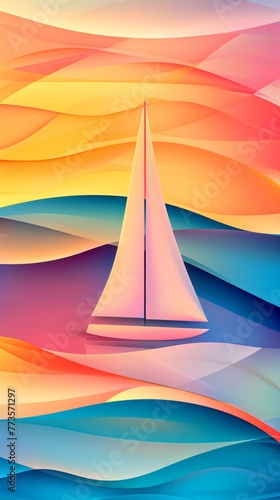 Sailboat at sunset. © August