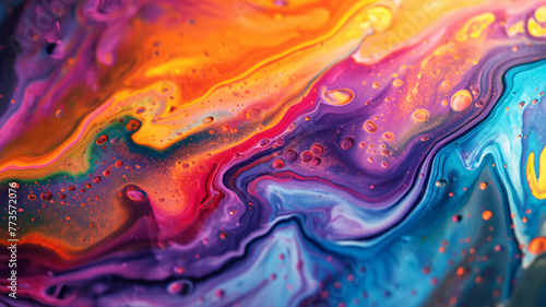 Abstract oil painting with vibrant colors