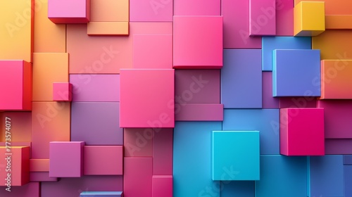 Rectangle futuristic background, 3D render clay style, Abstract geometric shape theme, colorful © chayantorn