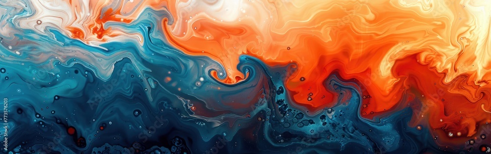 Marbled Paper Texture: Abstract Orange & Blue Oil Paint Background for Art, Illustration, & Wallpaper with AI Texture