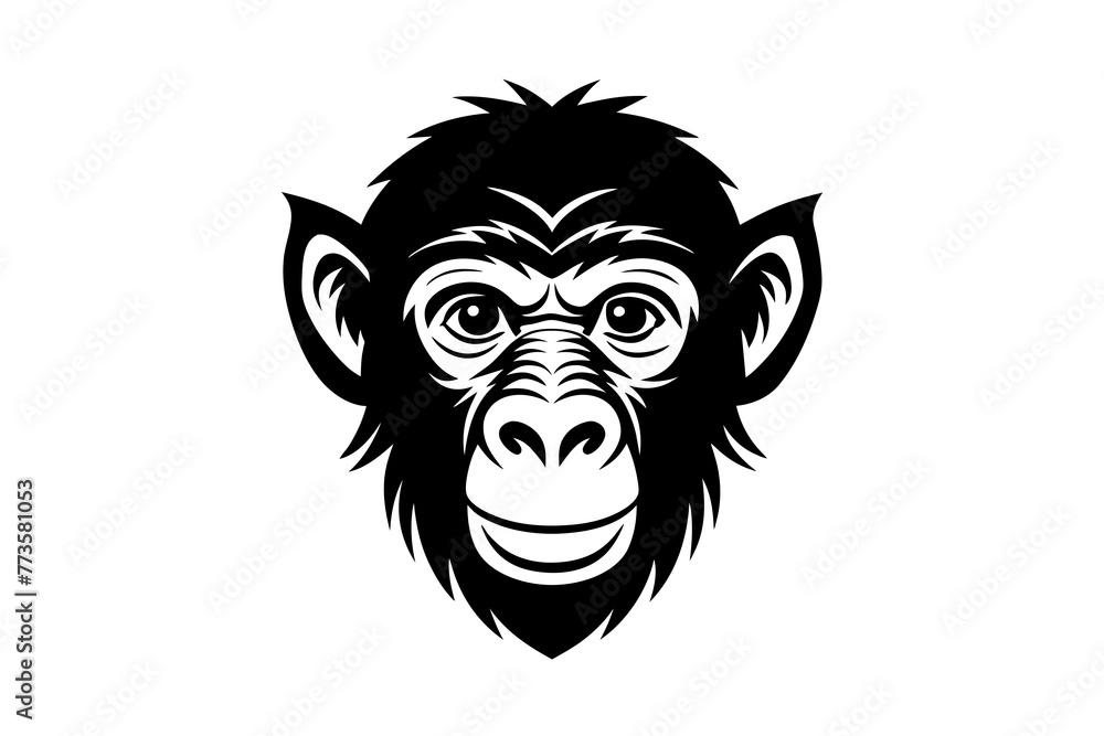 monkey head silhouette vector illustration