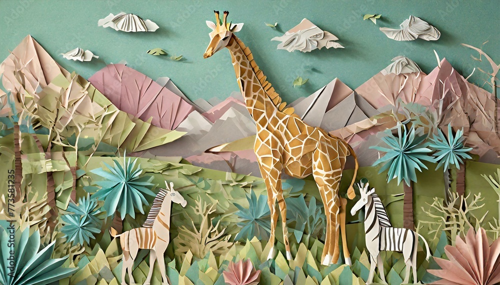 animales origami - obrazy, fototapety, plakaty 
