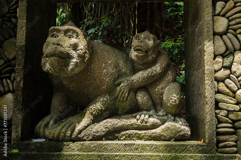 Sculpture of Monkey in the Monkey Forest. Ubud, Bali, Indonesia. Ubud, Bali, Indonesia.