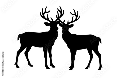 mating deer silhouette vector illustration