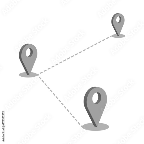Map location pins and route. Navigation concept. Vector illustration. EPS 10.