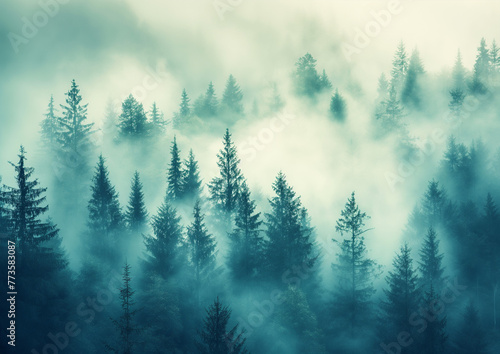 Forest in vintage retro style background