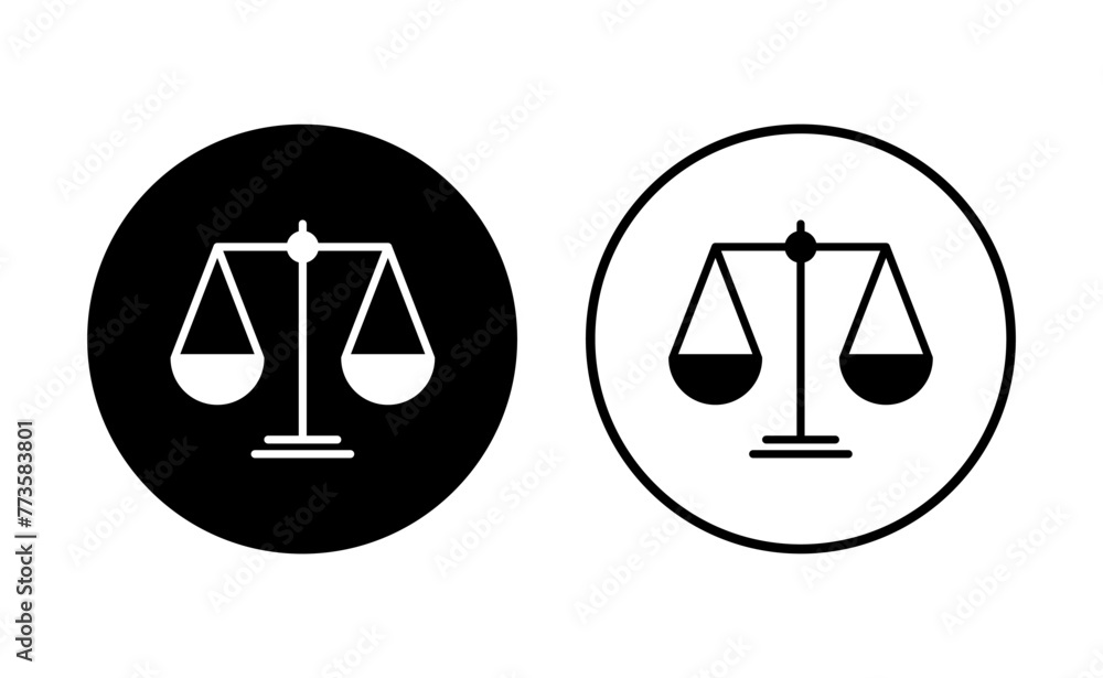 Scales icon set . Law scale icon. Justice sign Scales icon set . Law scale icon. Justice sign