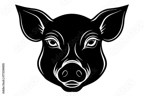 pig head silhouette vector illustration