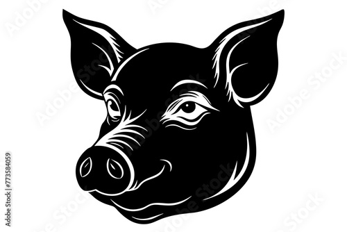 pig head silhouette vector illustration © CreativeDesigns
