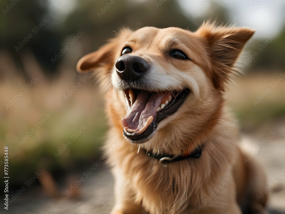 Happy dog portrait having fun outdoors Happy dog portrait having fun outdoors