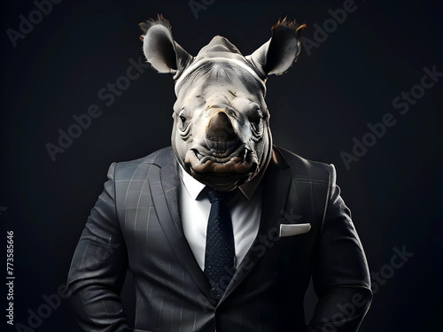 Rhino portrait in the suit