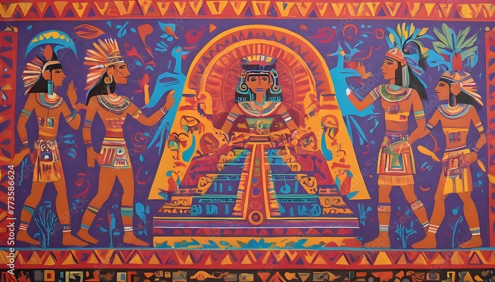 Aztec Empire Paint A Mural Depicting The Vibrant  3
