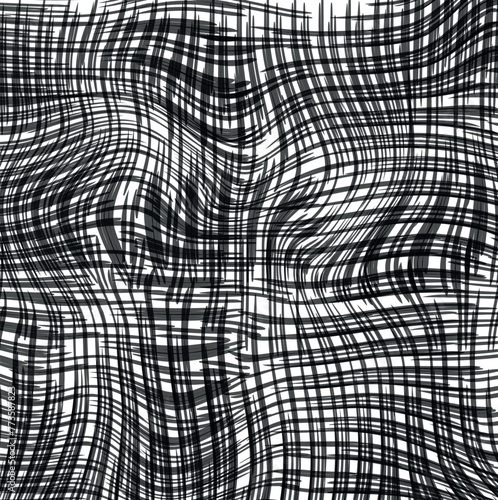 Distorted mesh or fishing net with a jumbled combination of lines