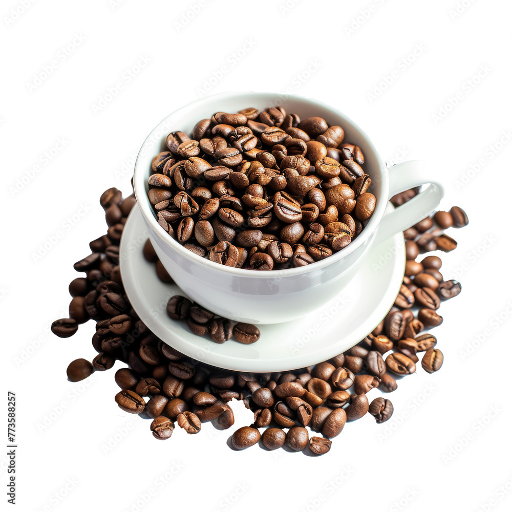 A cup of coffee with a white cup on a white background A cup of coffee with a white cup on a white background