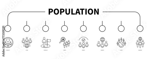 Population account banner web icon vector illustration concept