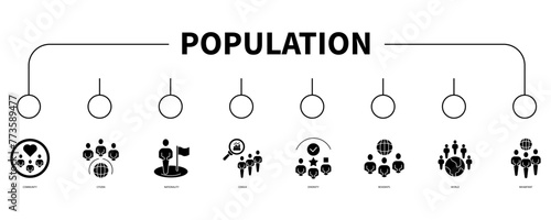 Population account banner web icon vector illustration concept