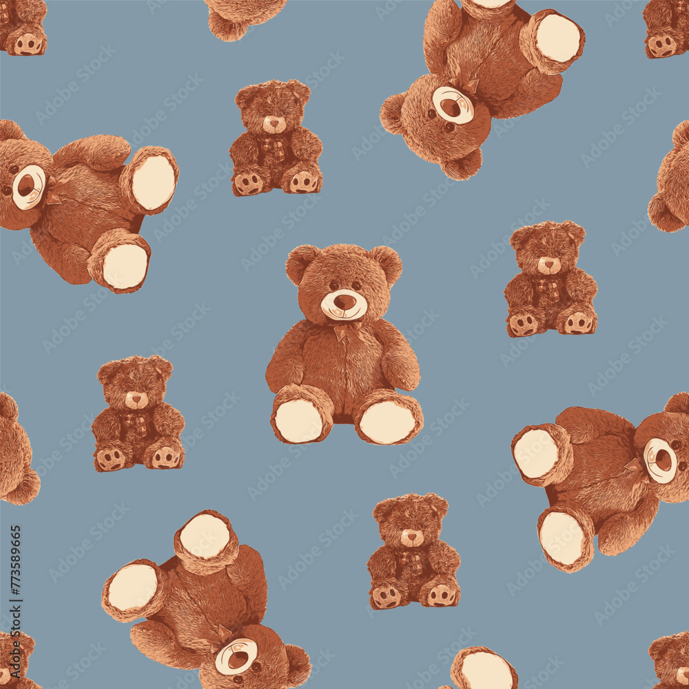 Fototapeta premium SEAMLESS TEDDY BEAR PATTERN 149