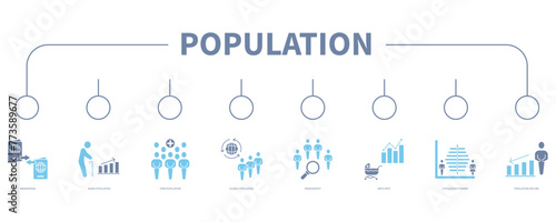 Population account banner web icon vector illustration concept