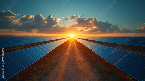 Solar panel farm - efficient energy - power supply - climate change - solar energy - sun