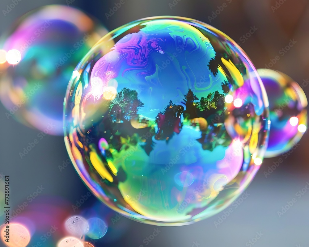 Shimmering spectrum of colors on soap bubbles, super realistic Shimmering spectrum of colors on soap bubbles, super realistic