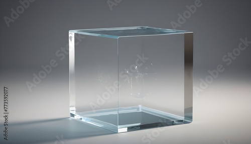 Cube, 4k, Object inside, clear glass, studio photography, neutral background, table top, zbrush photo