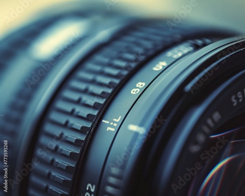 Closeup of lens elements in a DSLR lens