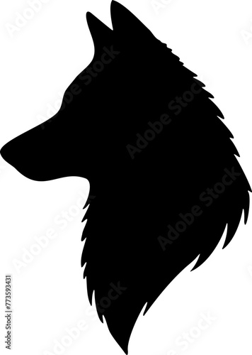 Tête de chien loup de profil, vecteur noir transparent photo