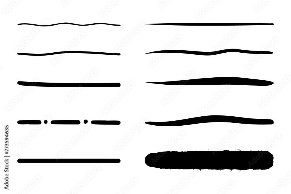 Vector set of hand drawn underline. Vector set of hand drawn underline.