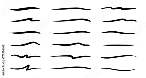 strokes, underlines, highlighter marker strokes, wave brush marks.