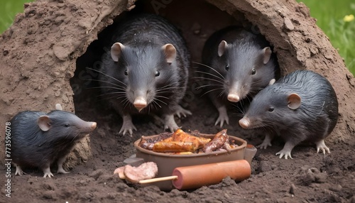 A Mole Family Having A Barbecue In Their Burrow  2 photo