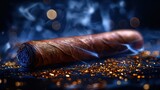 Smoldering Cigar on a Sparkling Background