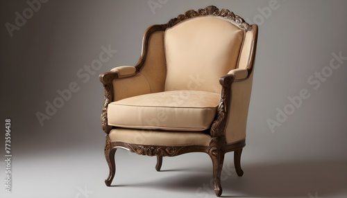 A Traditional Bergere Chair With A Carved Frame photo