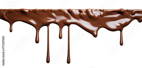 Pouring chocolate PNG dripping from top isolated on a white and transparent background - cake chocolate falling milk Smoothie advertising concept, brown liquid, paint pouring