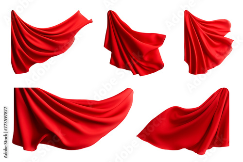 Set of flying 3d Colored drapery PNG fabric cloth isolated on a white and transparent background - curtain fabric Banner home decor advertising concept