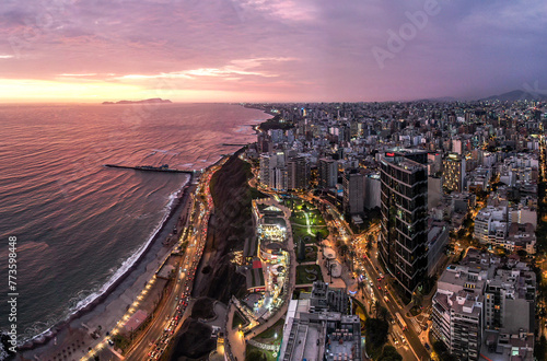Panorama of lima during colourful susnset