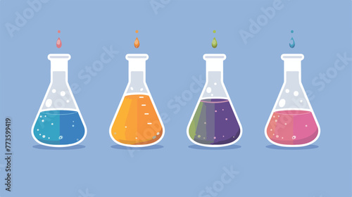 Beakers filled with colorful liquid illustration fl