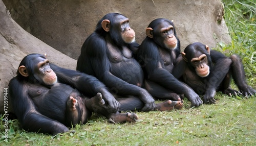 a group of chimpanzees enjoying a leisurely aftern upscaled 25 photo